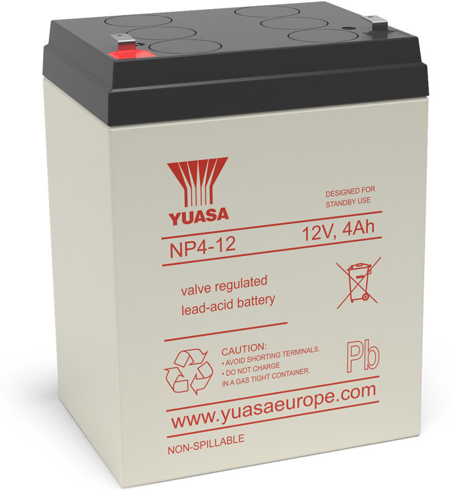 Yuasa NP4-12 VRLA Sealed Lead Acid Battery   1 Pack