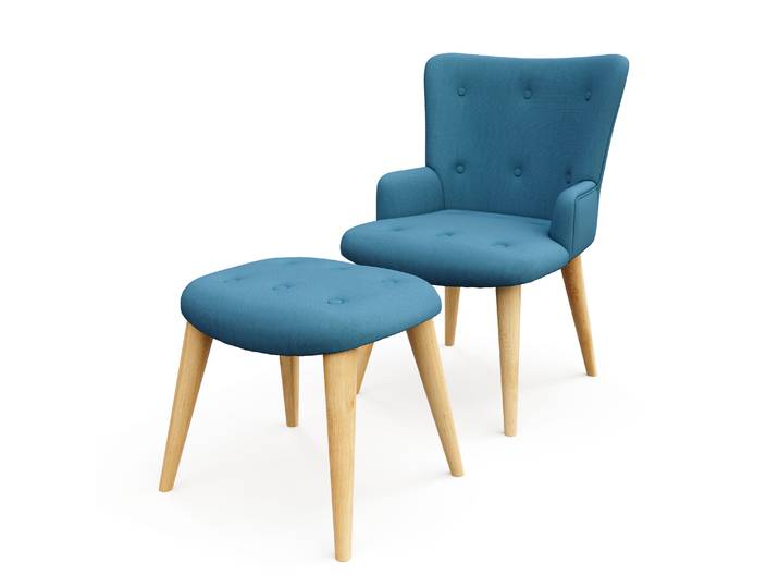 Sessel mit Hocker NEVIO blau