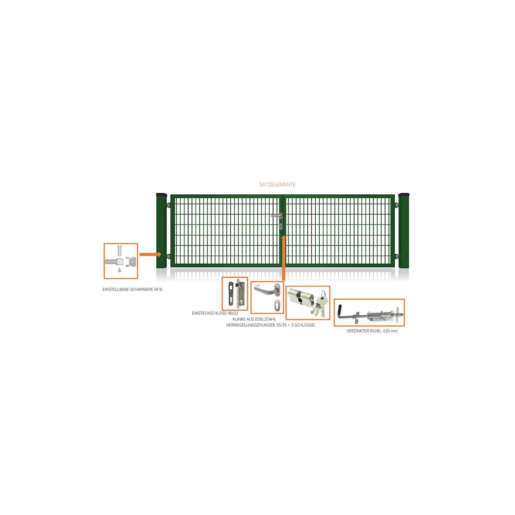 Fa-Bausysteme Doppelflügeltor Moosgrün 2000 x 800 mm
