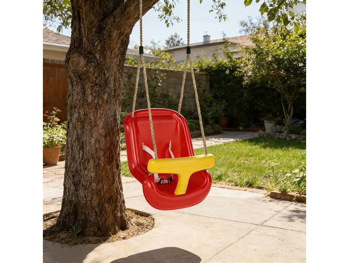 AIYAPLAY Balançoire Bébé Réglable avec Dossier Rouge