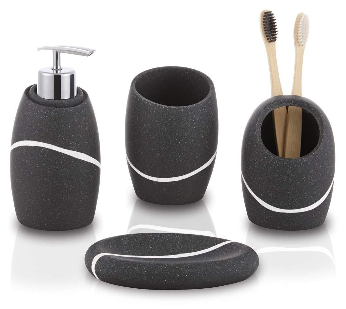 Merkloze 4-delige zwarte badkamer accessoires set