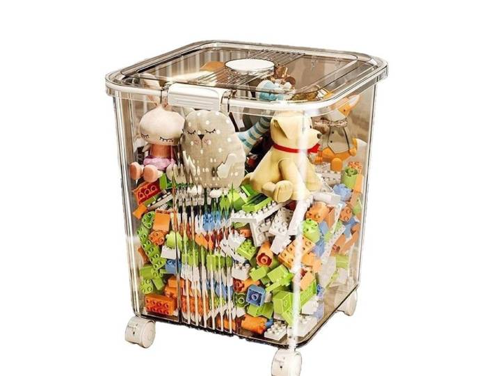Boîte de rangement pour jouets avec poulie, boîte d'organisation pour salon et chambre, boîte de rangement pour armoire, collations et articles divers, grande capacité