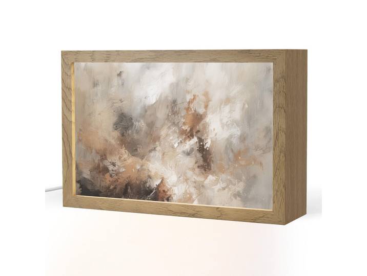 OnlyWow Tischleuchte - Farbe - Abstrakt - Beige - Kunst - 30x20 cm, Apfelbaumfarben, Holzwerkstoff, Rechteckig, LED integriert, 30x20x8 cm, Lampen & Leuchten, Innenbeleuchtung, Tischlampen