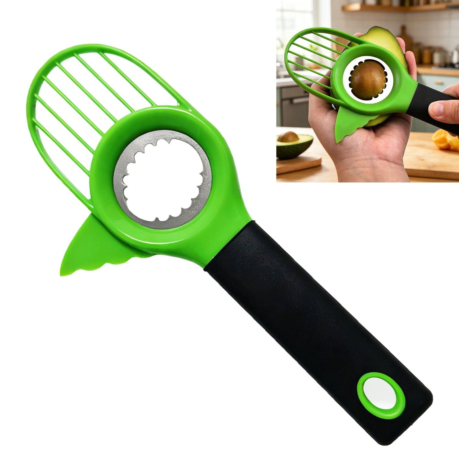 Dripio Avocado-snijder 3-in-1 ontpitter groen/zwart