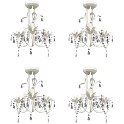 vidaXL Kristall-Deckenleuchte Kronleuchter 4 Stk. Elegantes Weiß