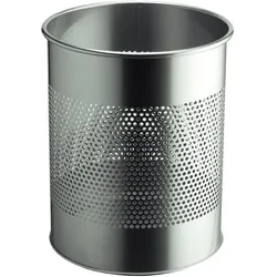 Durable Metall Papierkorb rund, 14,7 Liter hoch silber,aus perforiertem Stahl