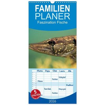 Familienplaner 2026 - Faszination Fische mit 5 Spalten (Wandkalender, 21 x 45 cm) CALVENDO