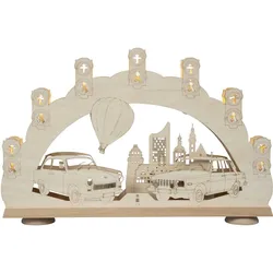 Saico 3D-Lichterbogen             
 "Trabant und Wartburg",
7-flammige Premium LED-Beleuchtung, warmweiß