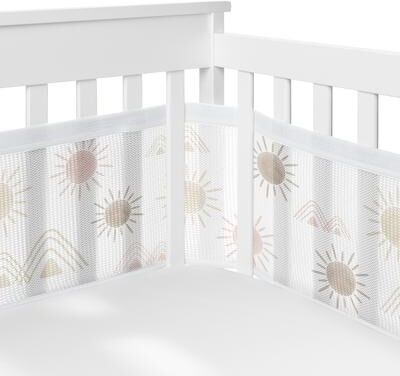 Boho Desert Sun Girl Sweet Jojo Designs + BreathableBaby Breathable Mesh Crib Liner Bohemian Watercolor Mountain - Multicolor
