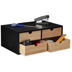 Relaxdays Schreibtisch Organizer mit 4 Schubladen Hellbraun,Schwarz
