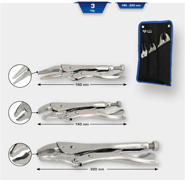 Brilliant Tools Pinces de verrouillage / Jeu de pinces étaux, 3 pcs (BT065003)