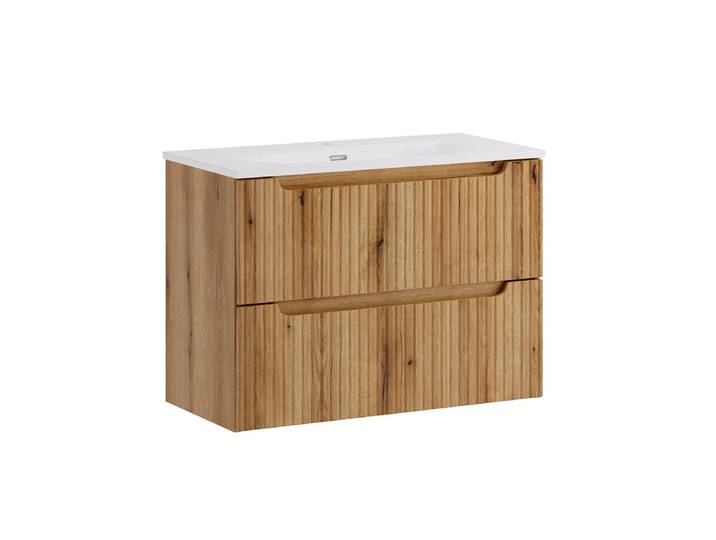 Meuble simple vasque encastrée 80cm 2 tiroirs Riva Bois