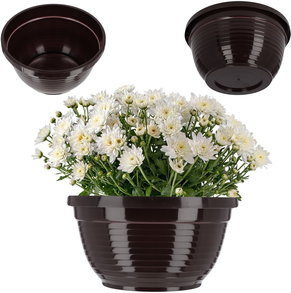 KADAX Ronde bloemenschaal voor buiten, bruin, diameter: 13 cm