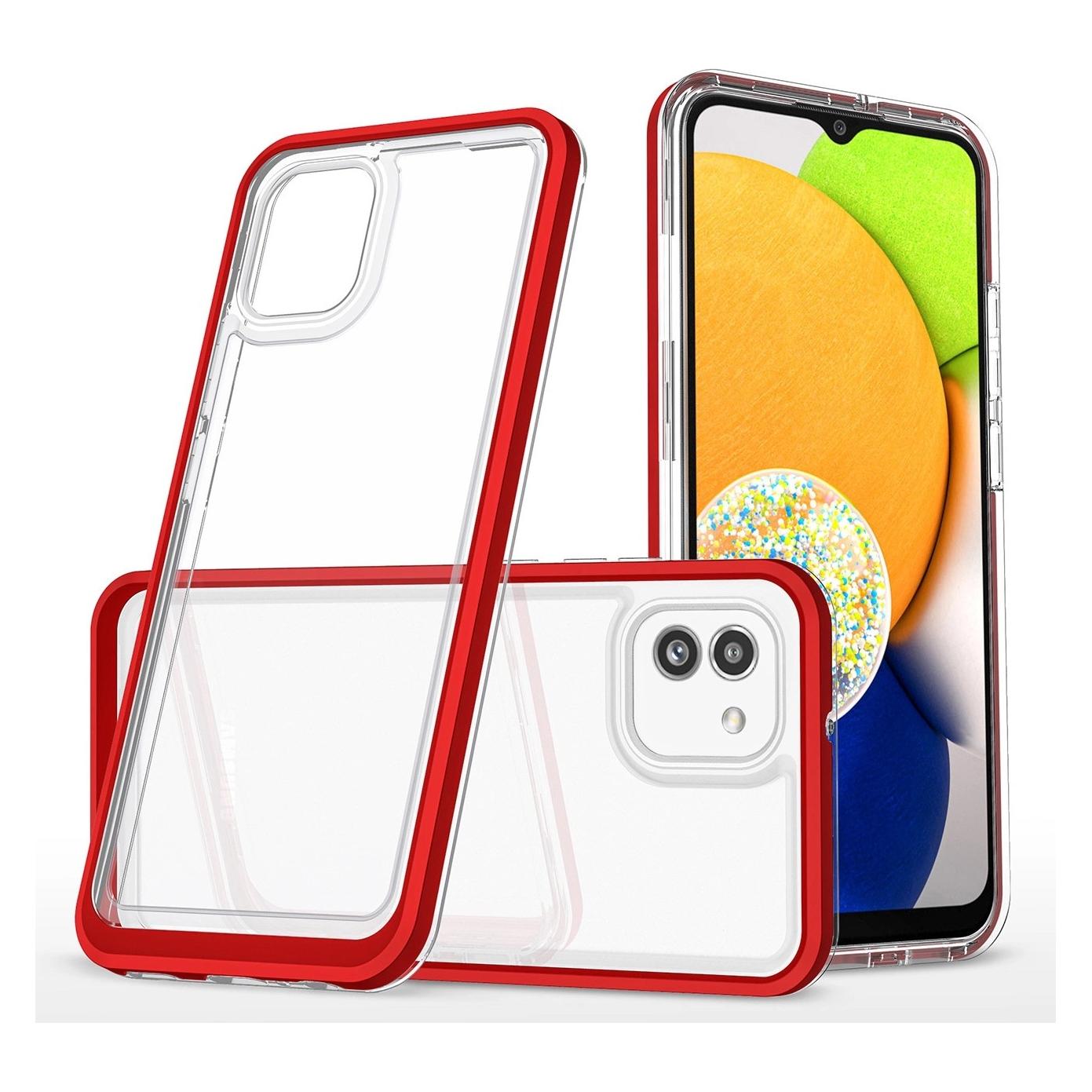 Hurtel Klare 3in1 Hülle für Samsung Galaxy A03 Silikonhülle mit Rahmen rot (Samsung Galaxy A03) (1404978613)