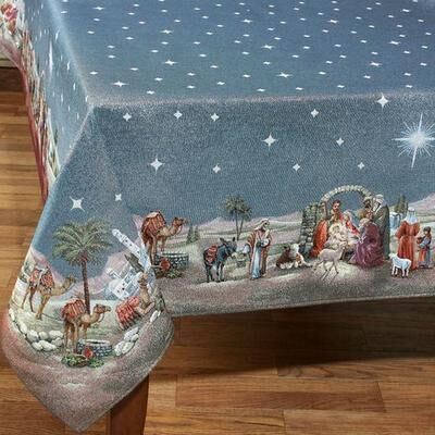 Touch of Class Midnight Clear Oblong Tablecloth Multi Jewel, 63 x 78, Multi Jewel