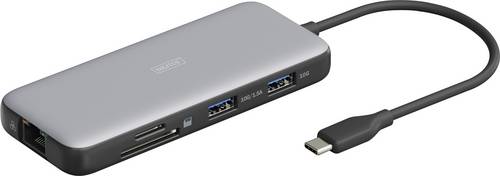 Digitus USB-C Dockingstation DA-70915 inkl. Ladefunktion, integrierter Kartenleser, USB-C Power Delivery
