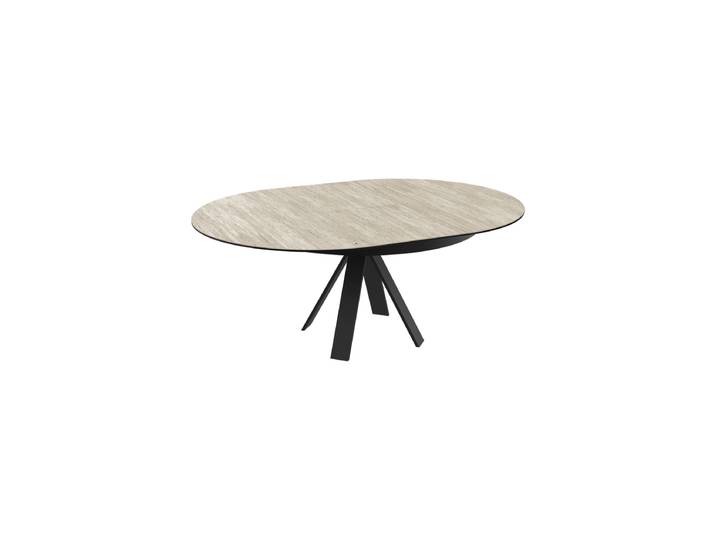 Ausziehbarer Designer Esstisch „Chanterelle“ 130-180 x 130 cm Keramik Travertin Akante Design