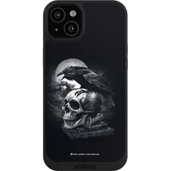 Nivocase Handyhülle für Apple iPhone 15 Plus Hülle NIVOpure Case Schwarz Rabe Schädel Totenköpfe (Apple iPhone 15 Plus), Smartphone Hülle, Schwarz