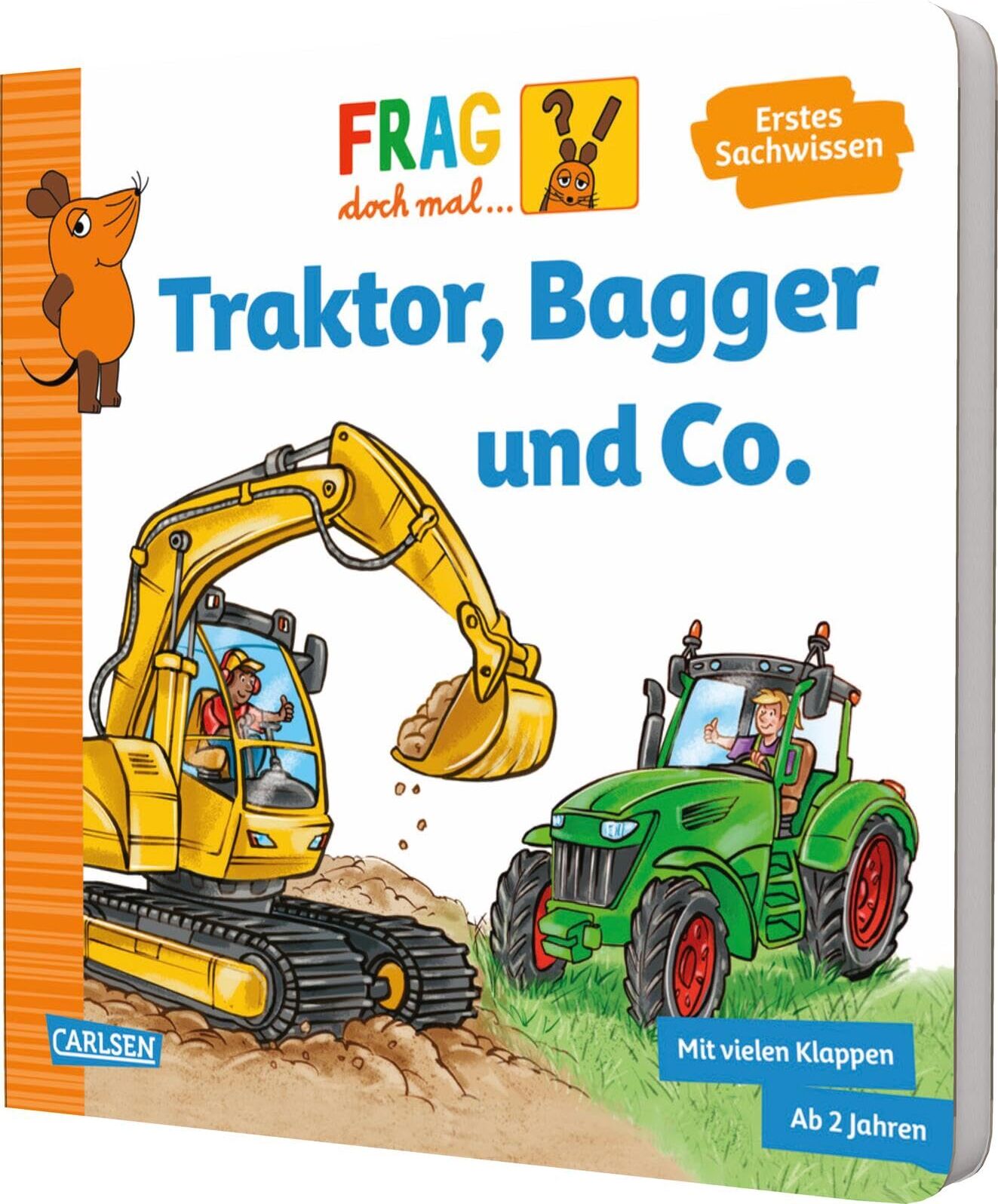 Petra Klose - Frag doch mal ... die Maus: Traktor, Bagger und Co.: Erstes Sachwissen Spannendes Fahrzeuge-Pappbilderbuch mit Klappen für Kinder ab 2 Jahren - Preis vom 18.10.2026 15:28:09 h