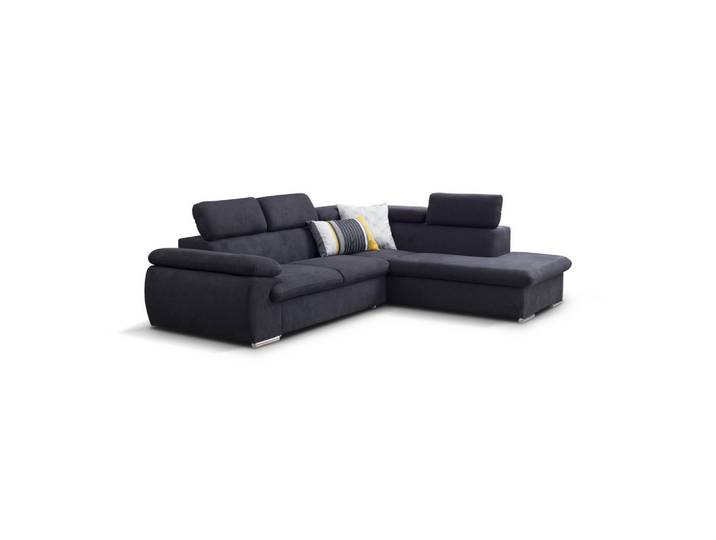 ECKSOFA SACRO Braun Plüsch-Stoff mit Schlaffunktion