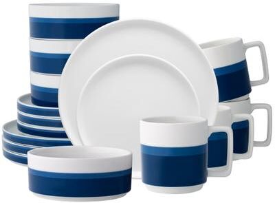 Noritake ColorStax Stripe 16-Piece Stax Set, Service for 4