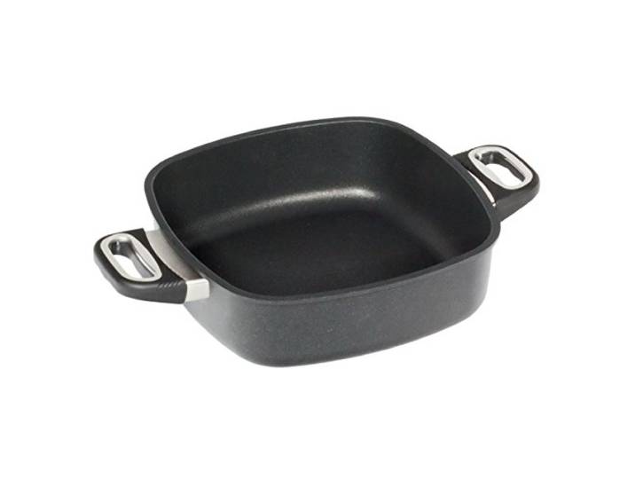 AMT Gastroguss Eckpfanne 26 x 26 cm, 8 cm hoch, Bräter mit Seitengriffen, nicht induktionsgeeignet, backofenfest, Lotan® Antihaft-Veredelung, Gusspfanne (Aluguss), AMZN-E268