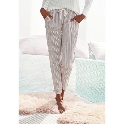 Pyjamahose S.OLIVER, Damen, Gr. 44/46, N-Gr, rosa (blassrosa, gestreift), Single Jersey, Obermaterial: 50% Baumwolle, 50% Viskose, gestreift, schmal knöchellang, Hosen Pyjamahose, mit Allover-Druck