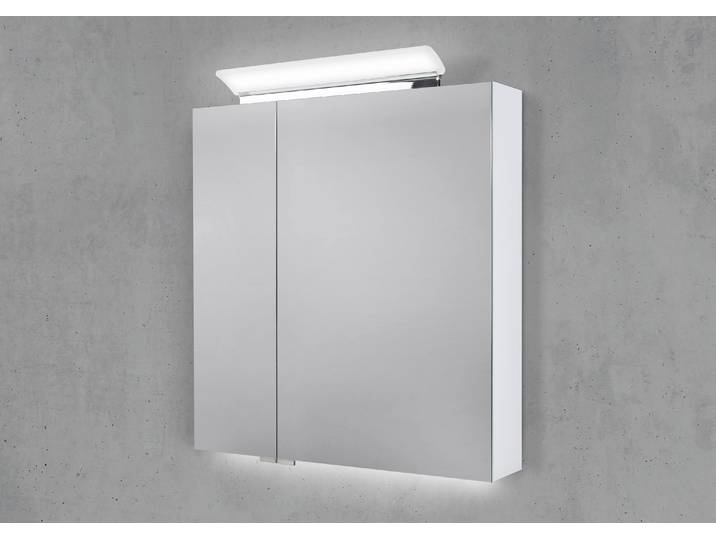 Spiegelschrank 70 cm LED Acryl Aufsatzleuchte doppelseitig verspiegelt