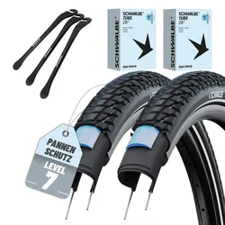 2x Schwalbe Fahrradreifen Marathon Plus Tour 28 x 1.50 (40-622) Drahtreifen Modell 2026 mit SCV Schläuchen inkl. Reifenheber