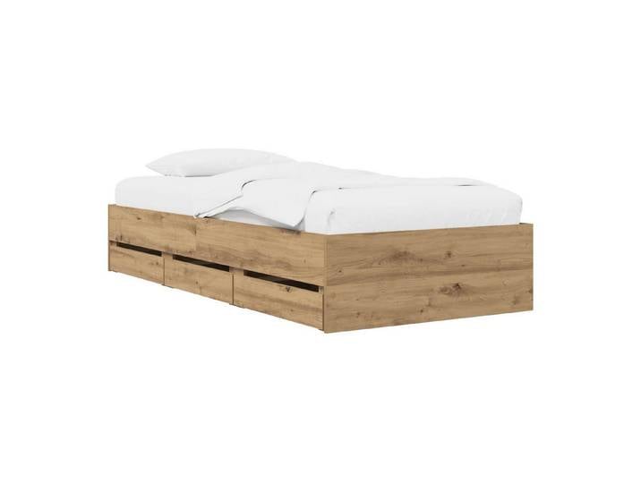 vidaXL Bett Bettgestell mit Stauraum Kunsthandwerk Eiche Holzwerkstoff (1-tlg)
