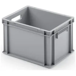 PROREGAL Eurobehälter mit offenem Griff | HxBxT 23,5x30x40cm | 22 Liter | Grau | Eurobox, Transportbox, Transportbehälter, Stapelbehälter