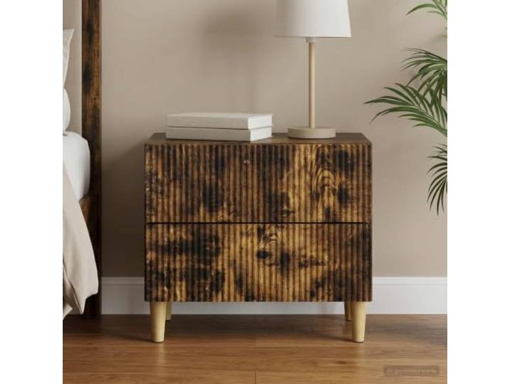 YUTAASU Nachttisch Geräucherte Eiche 62 x 34,5 x 48 cm Holzwerkstoff Mit Schublade, Stabile Beine, Vielseitig als Beistelltisch, Pflegeleicht