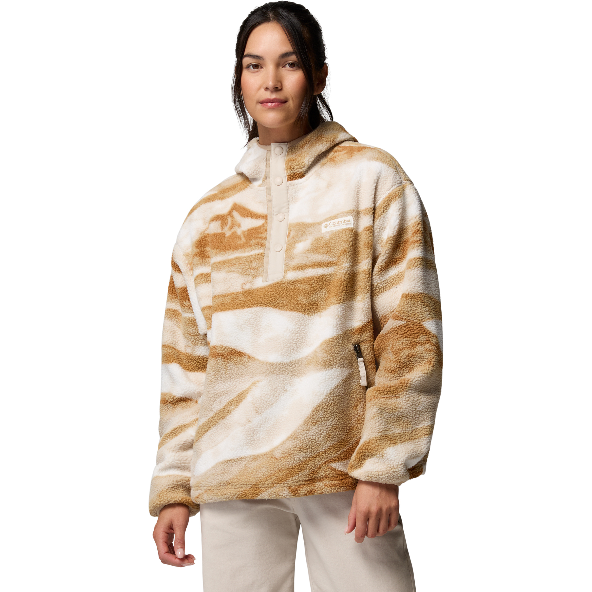 Columbia Helvetia II Printed Damen Hoodies beige Größe XL Trekking Elastisch