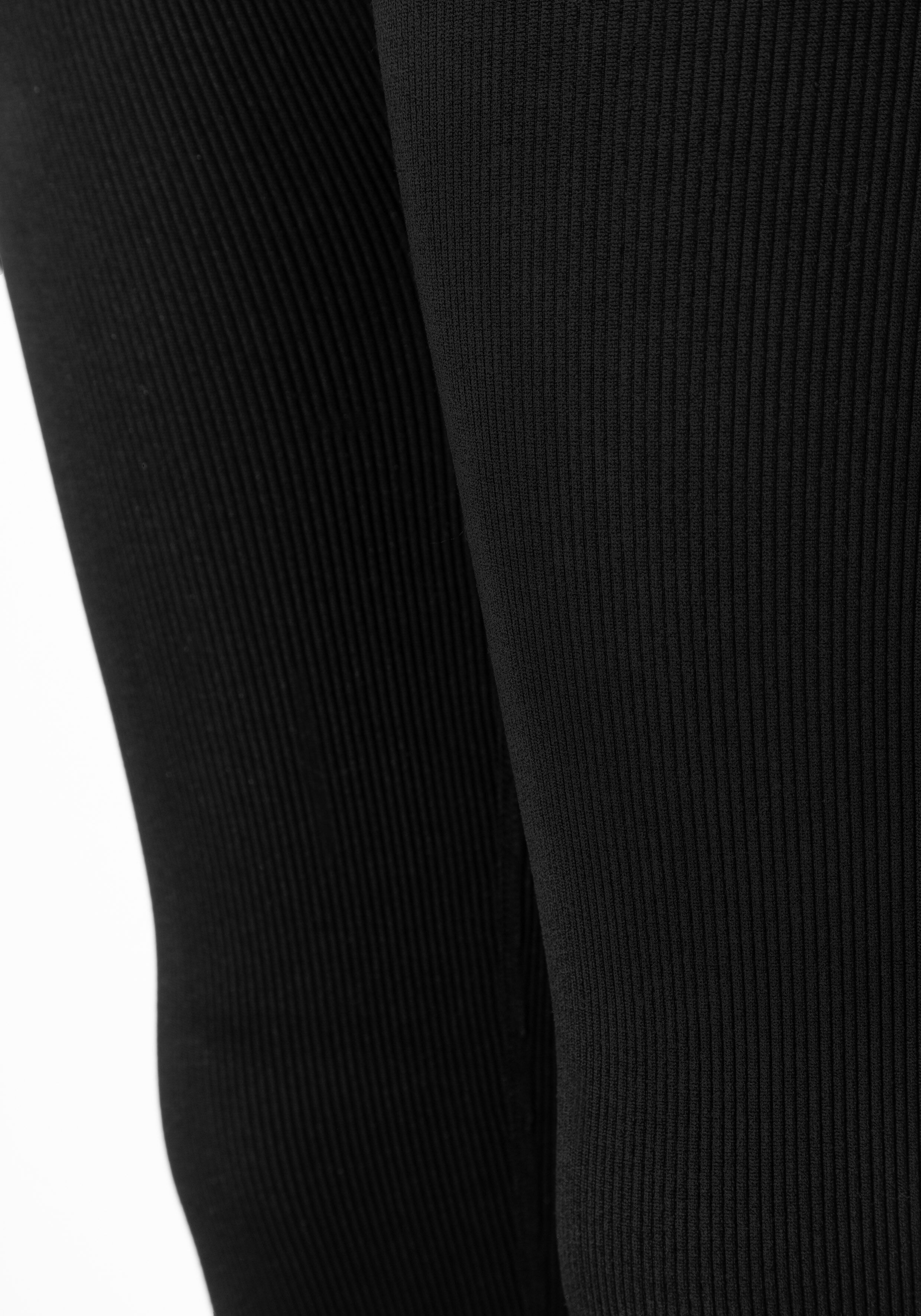 Leggings CAMANO, Damen, Gr. 36/38, N-Gr, schwarz, Rippware, Obermaterial: 96% Polyamid, 4% Elasthan, Hosen Leggings, sportliche Leggings, für Training und Freizeit, mit Rippstruktur schwarz 36/38, N-Gr