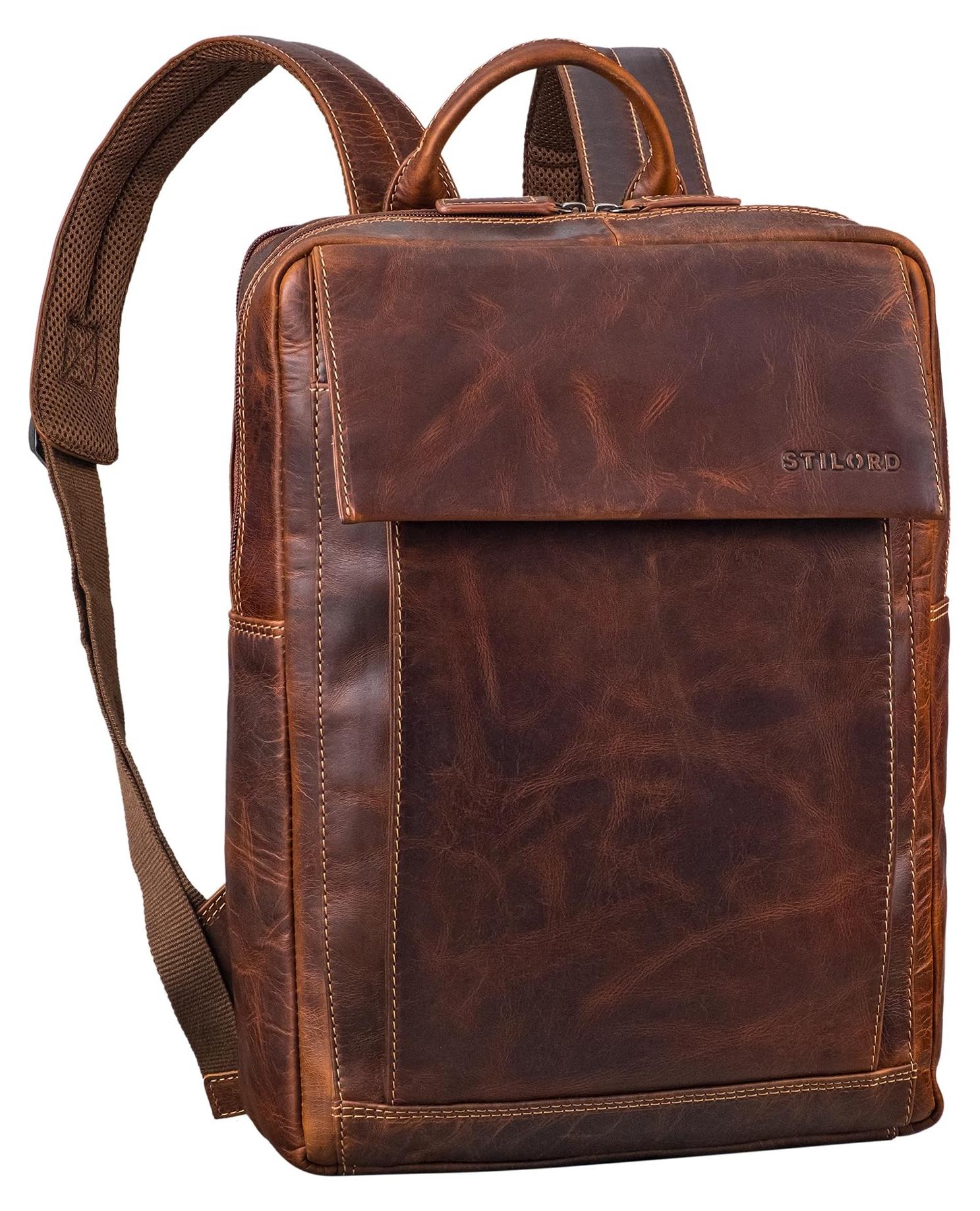Leder Rucksack mit Laptopfach für 15-16 Zoll