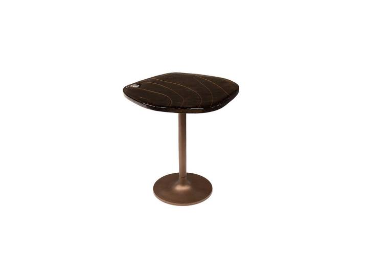 Kawola Beistelltisch Dari Braun Glas, Kupferfarben, Metall, Organisch, 53x50x42 cm, Wohnzimmer, Wohnzimmertische, Beistelltisch