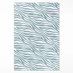 TEPPICH 140x210 cm Abstrakte Boho-Wellen in Pastellblau