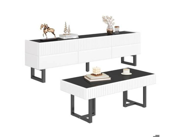 Combinaison de meubles de table basse et de télévision minimalistes ensemble de meubles de rangement à rayures meubles de salon