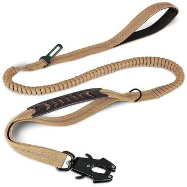 Uplift Essentials Heavy Duty Tactical Reflective Bungee Dog Leash khaki