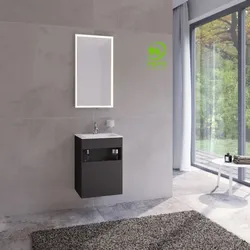 Keuco Stageline Waschtisch-Unterschrank 32822970002 Dekor Vulkanit, Glas Vulkanit satiniert, 46x62,5x38cm, ohne Elektrik, rechts