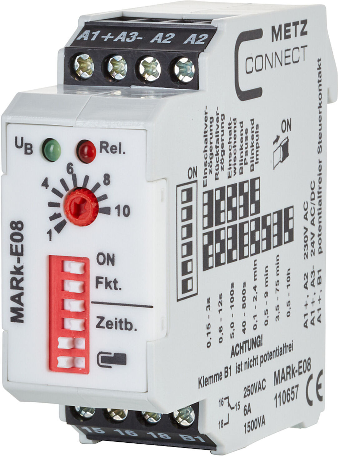 BTR NETCOM Zeitrelais 1W, 15s-10h MARk-E08 230AC/24uc ; Metz Connect (110657)