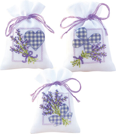 Geschenk- und Kräutersäckchen "Lavendelherzen", 3er-Set