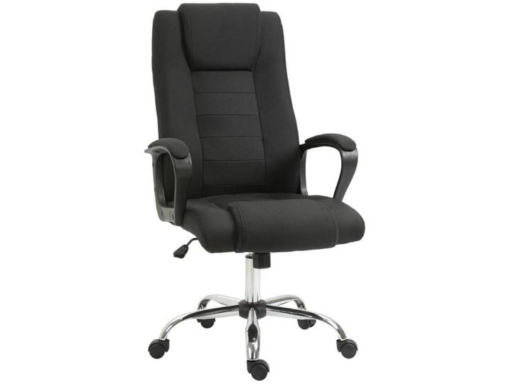 Fauteuil de bureau à roulettes chaise manager ergonomique pivotante hauteur réglable lin noir
