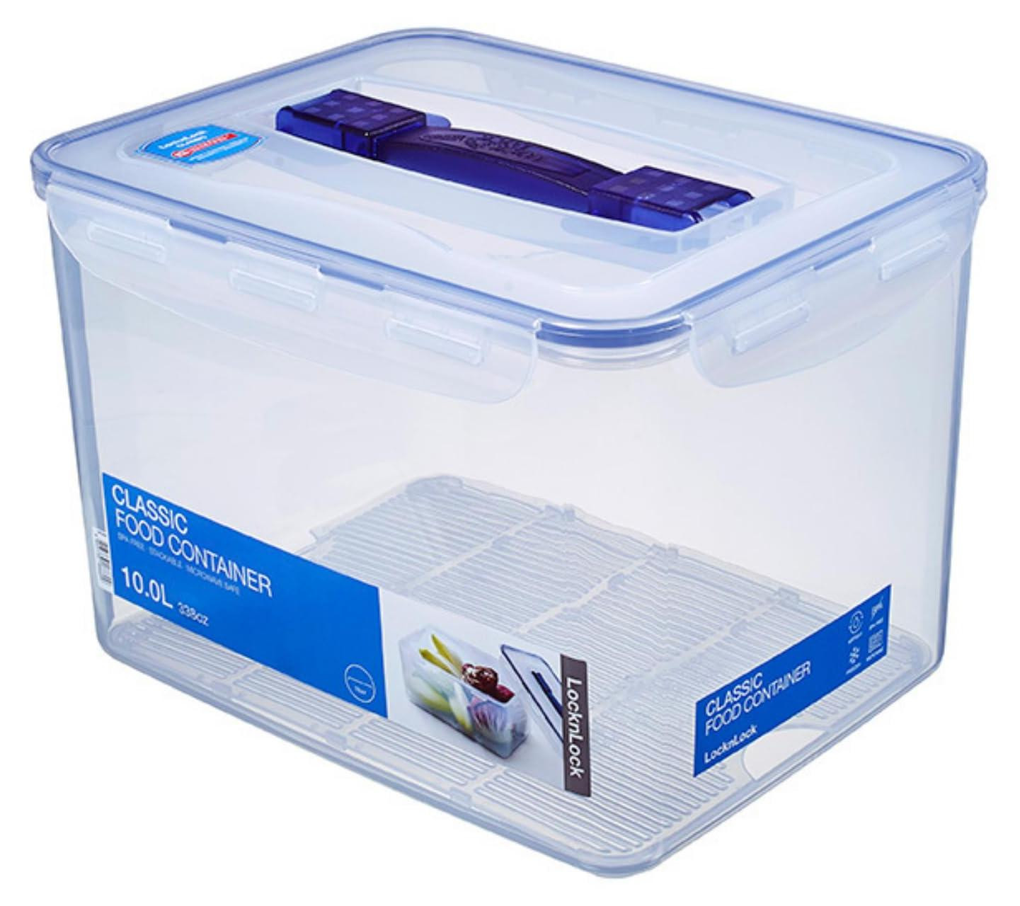 Lock & Lock PP Classic luchtdichte opbergbox met handgreep en afvoerrooster, 10 liter