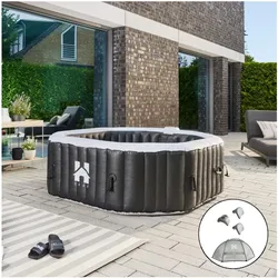 HOME DELUXE Outdoor Whirlpool DROP inkl. Kissen, Getränkehalter und Sonnendach - ?185 cm Schwarz