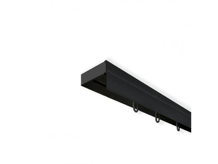 SN Deco - Vorhangschiene SH Set 1-läufig schwarz, Gardinenschiene, vorgebohrt, Komplettes Zubehör und Röllchen (120 cm)