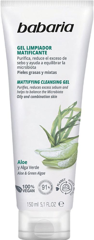 Babaria Aloe Vera gel limpiador facial matificante 150 ml