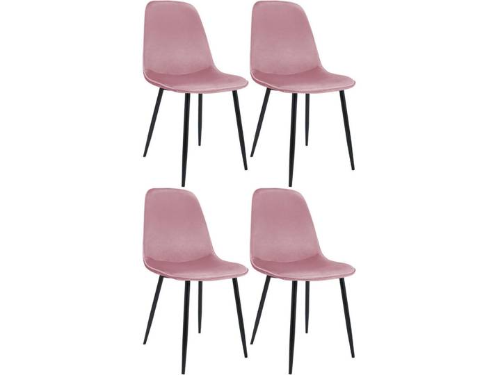 CLP Esszimmerstuhl 4er Set Samt Rosa, Metall, 45x88x54 cm, Esszimmer, Stuhl
