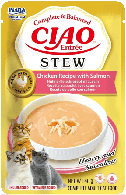 Churu Cat Entrée Stew Receita de Frango com Salmão 12 un x 40g