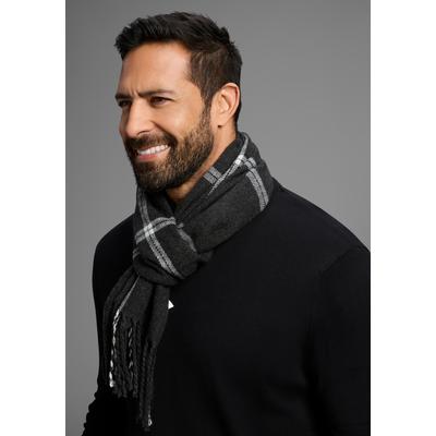 Schal MAN'S WORLD, Herren, grau (anthrazit, weiß), Web, Polyacryl, gemustert, kariert, unifarben mit Farbeinsatz, Modetücher Schal, mit dezent-auffälligem Karomuster
